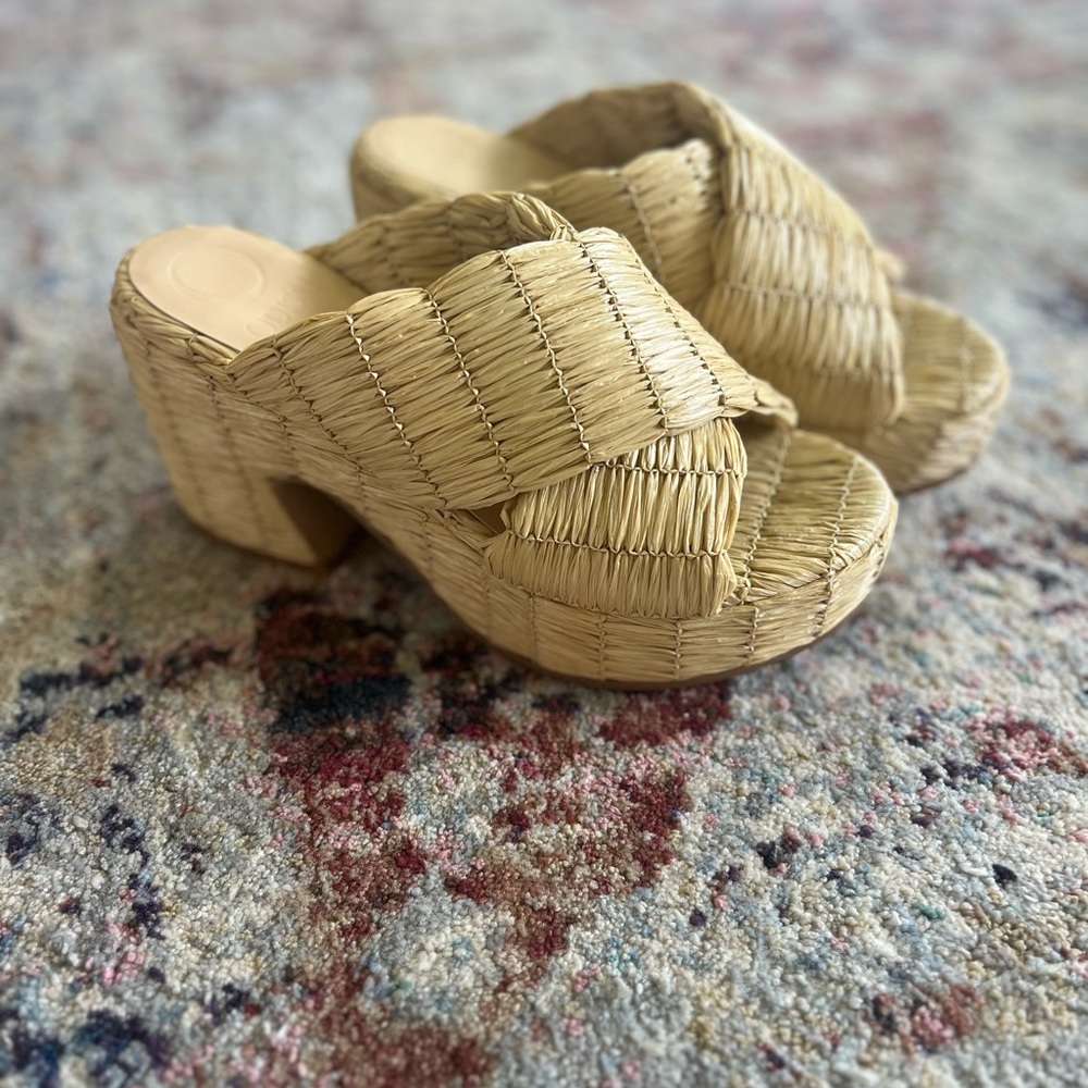 Odissi Noa Raffia Criss-Cross Platform Sandals - Picture 5 of 9